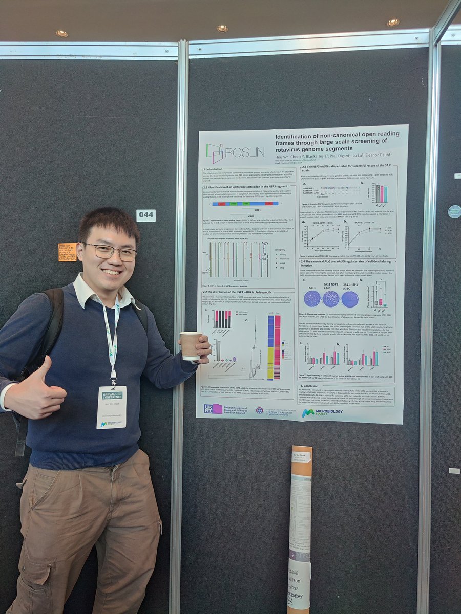 Federico De Angelis (@federicodeang12) on Twitter photo Another day of <a href="/MicrobioSoc/">Microbiology Society</a> Annual Conference #Microbio25, another wonderful poster, from <a href="/GauntLab/">Elly.Gaunt_lab 💙</a> PhD student How
U Wei Chook! Amazing work on novel ORFs in rotavirus! Go chat to him at poster 045 in the Virus Forum section! You will not be disappointed Another day of <a href="/MicrobioSoc/">Microbiology Society</a> Annual Conference #Microbio25, another wonderful poster, from <a href="/GauntLab/">Elly.Gaunt_lab 💙</a> PhD student How
U Wei Chook! Amazing work on novel ORFs in rotavirus! Go chat to him at poster 045 in the Virus Forum section! You will not be disappointed