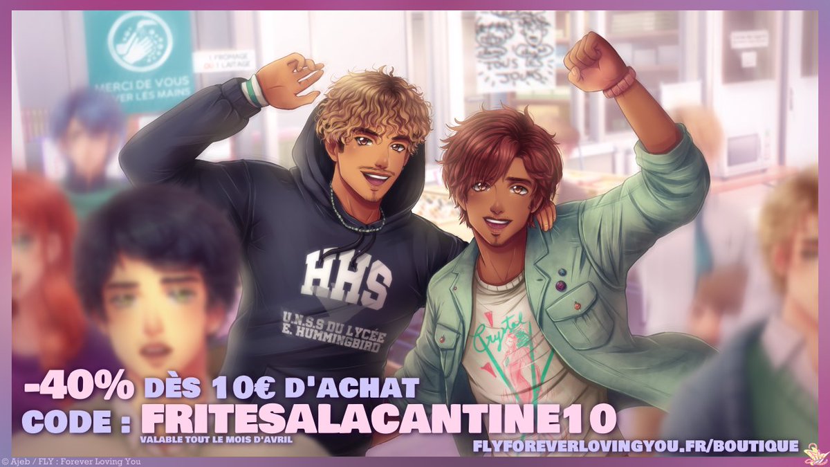 Bravo à Clément et Ilyes qui remportent l'élection ! 
Le 7 avril 2025 marque les 10 ans de FLY : Forever Loving You.
Pour célébrer ces deux événements, TOUTE la boutique flyforeverlovingyou.fr/boutique est à -40% pendant le mois d'avril avec le code FRITESALACANTINE10 dès 10€ d'achat !