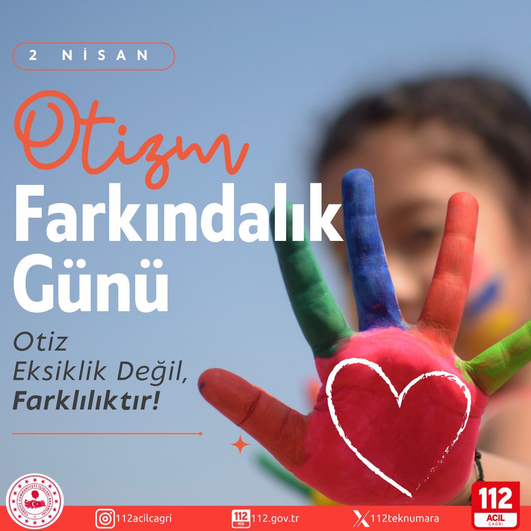 igdir112ACM's tweet photo. Bugün Dünya Otizm Farkındalık Günü! Otizm eksiklik değil farklılıktır. Farklılıkları birlikte fark edelim ve onların sevgi dolu enerjilerini hissedelim. @TC_icisleri https://t.co/qqXA0Gjcp9