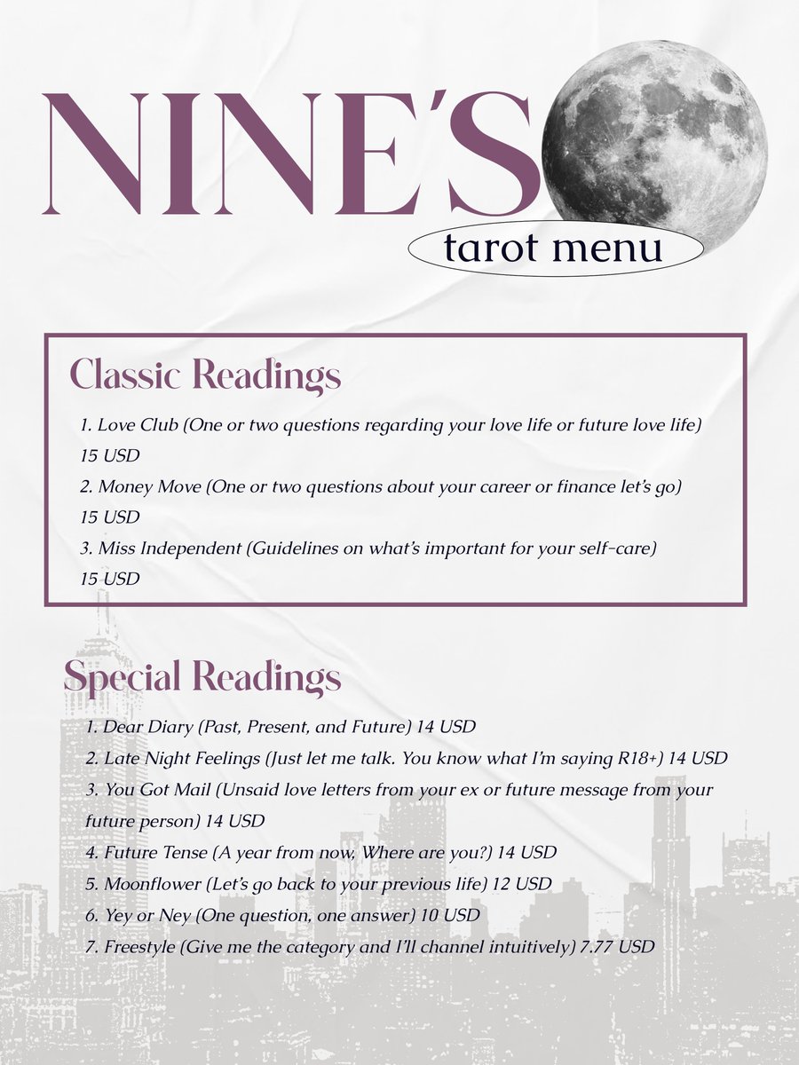 nine is OPEN for readings☀︎︎ tweet media