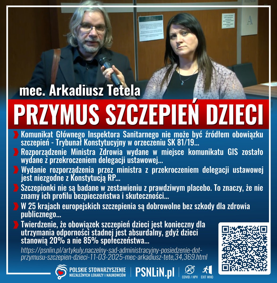 🟥PRZYMUS SZCZEPIEŃ DZIECI
➡️W 25 krajach europejskich szczepienia są dobrowolne bez szkody dla zdrowia publicznego...
➡️Szczepionki nie były i nie są badane w zestawieniu z prawdziwym placebo, dlatego nie znamy ich profilu bezpieczeństwa i skuteczności
🔗psnlin.pl/artykuly,nacze…