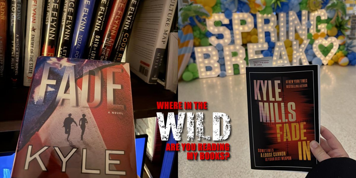 Kyle Mills (@kylemillsauthor) on Twitter photo If youāre reading one of my books, Iād love to see your pics! Just tag me with your photo and it could be featured on my social channels/website.
This monthās featured pics are from Josh Fields and <a href="/zenextremist/">J Todd Wilkins</a>.
Donāt forget to preorder my upcoming novel FADE IN (7.29.25): If youāre reading one of my books, Iād love to see your pics! Just tag me with your photo and it could be featured on my social channels/website.
This monthās featured pics are from Josh Fields and <a href="/zenextremist/">J Todd Wilkins</a>.
Donāt forget to preorder my upcoming novel FADE IN (7.29.25):