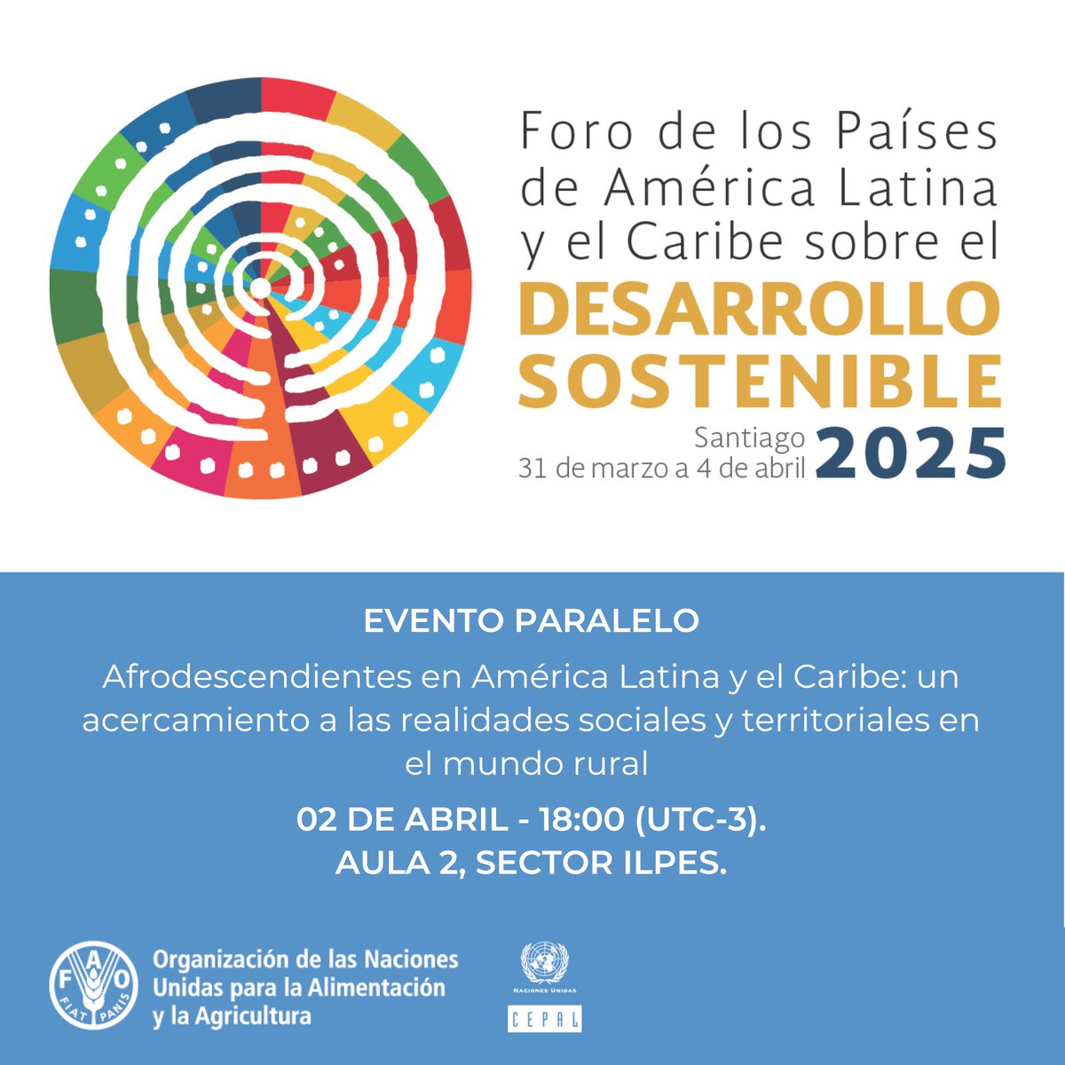 FAO_AgriFam's tweet image. ⚖️ Visibilizar la ruralidad #Afrodescendiente es clave para la inclusión y el desarrollo sostenible. No te pierdas el lanzamiento del informe de  @FAOAmericas y @cepal_onu en el #ForoALC2030.
‼️ HOY | 🕒 18:00 (UTC-3)
📡 Zoom
📌 Regístrate aquí: bit.ly/3RlfsGW