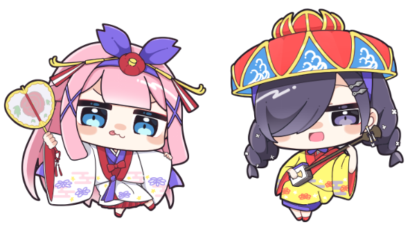 【修学旅行クラファン】
ご支援いただきました方限定の販売物のイラストとして
<a href="/UQ_404/">ゆきゅ4⃣</a> 様に冠咲オウカと霧間ミエルのSDイラストを書き下ろしていただきました