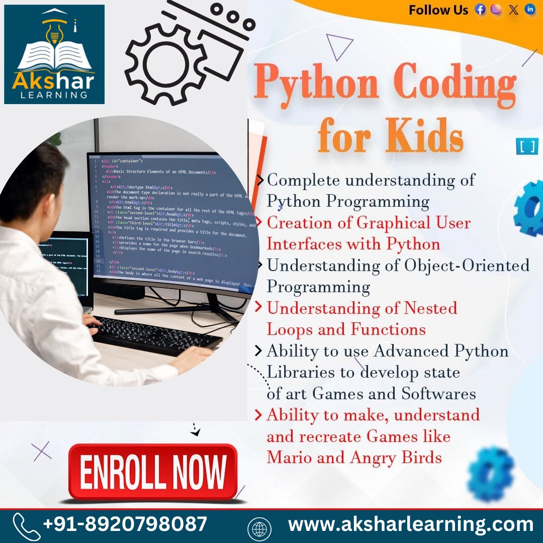 Aksharlearning's tweet image. 🚀 Ignite Your Child’s Coding Superpowers! 🚀
💻 From beginner to game developer—Python coding made FUN! 🎮
🎯 Build, Create & Play with real projects like Mario & Angry Birds!
📢 Limited seats! ENROLL NOW! 🔥 #CodingForKids #PythonFun #FutureCoders
