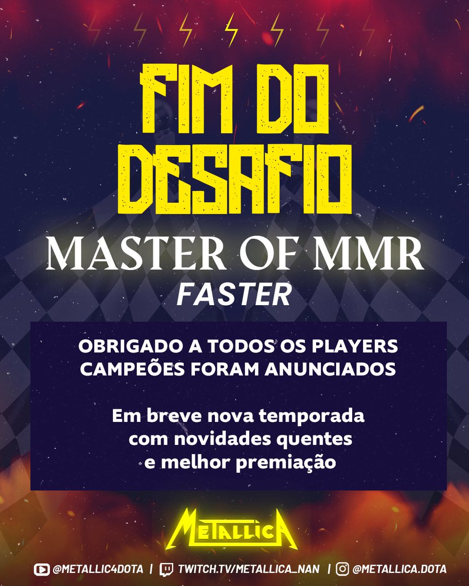 Mas não posso deixar de mencionar o @tala_reis e <a href="/marianolages/">Mariano Lages</a> que conquistaram absurdamente muitos MMRs com este desafio.

Eu, Metallica, estou feliz e honrado em ter feito este desafio e absorvido muito engajamento com vocês. 

Gratidão eterna 🙏🏼

Nos vemos no próximo desafio!