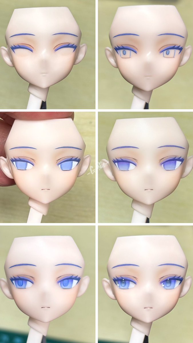 #ブルアカ #BlueArchive 
妃咲画眼过程
这次尝试了使用色粉来绘制眼睛的渐变，好用，推荐！