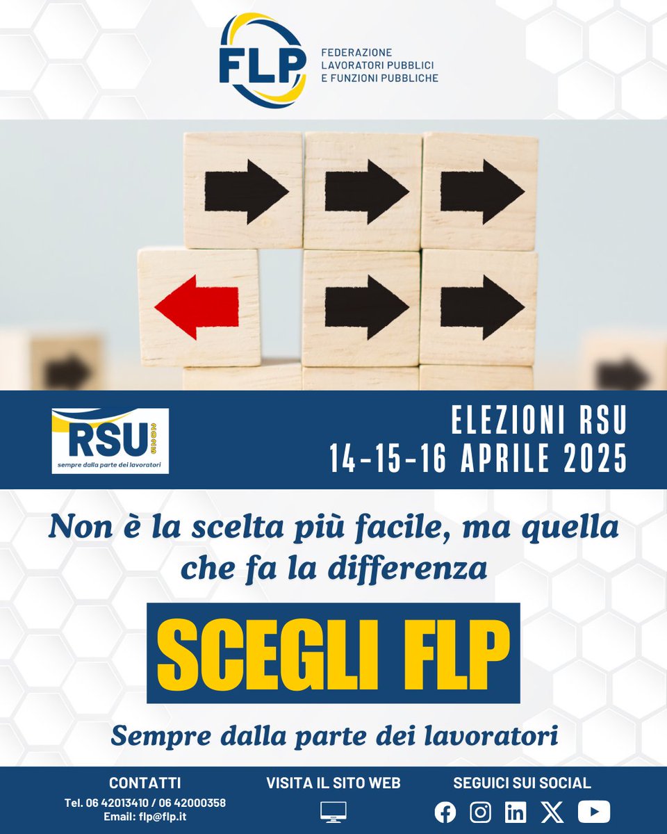 🗳️ Alle RSU 2025 fa la scelta che fa la differenza.
💪🏼 Siamo un sindacato libero, forte e dalla parte dei lavoratori.
📅 Il 14, 15 e 16 aprile vota FLP. Sempre al tuo fianco.
 👉🏼 Visita il nostro sito flp.it per scoprire di più.

#VotaFLP #RSU2025