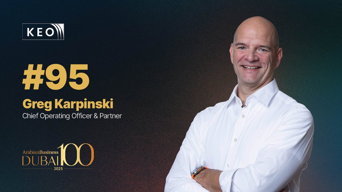 Greg Karpinski, COO &amp; Partner, has once again been named among <a href="/ArabianBusiness/">ArabianBusiness.com</a>’s Dubai 100, recognized as one of the most influential figures shaping the future of the Emirate.

His strategic leadership at KEO continues to fuel innovation, contributing to the operational