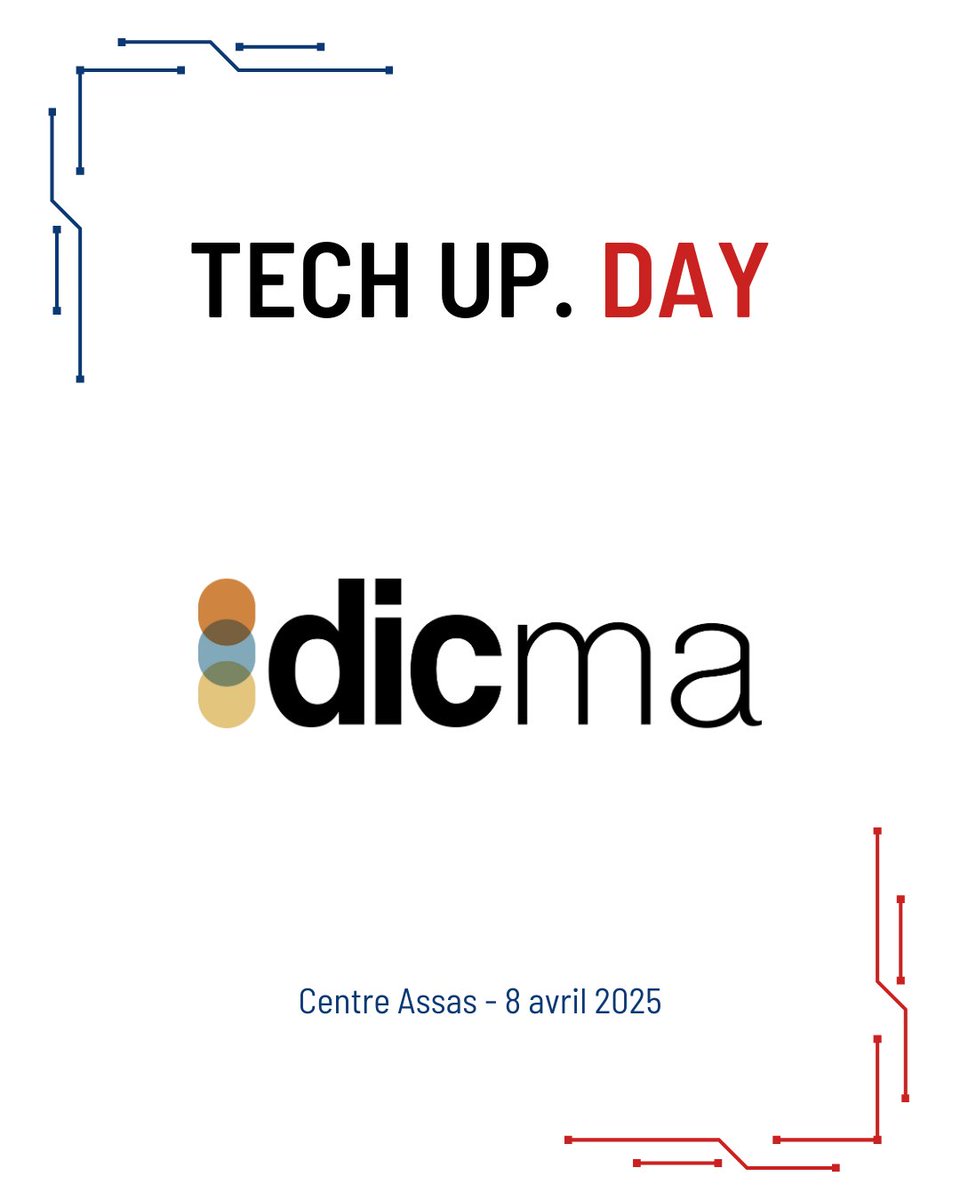 techupday's tweet image. 📢 Dicma au Tech Up Day !

🎙️Depuis 30 ans, Dicma intègre des solutions de dictée et reconnaissance vocale, optimisant la productivité des professionnels avec l’IA et le traitement du langage naturel 

📍Rendez-vous le mardi 8 avril 2025 au Centre Assas