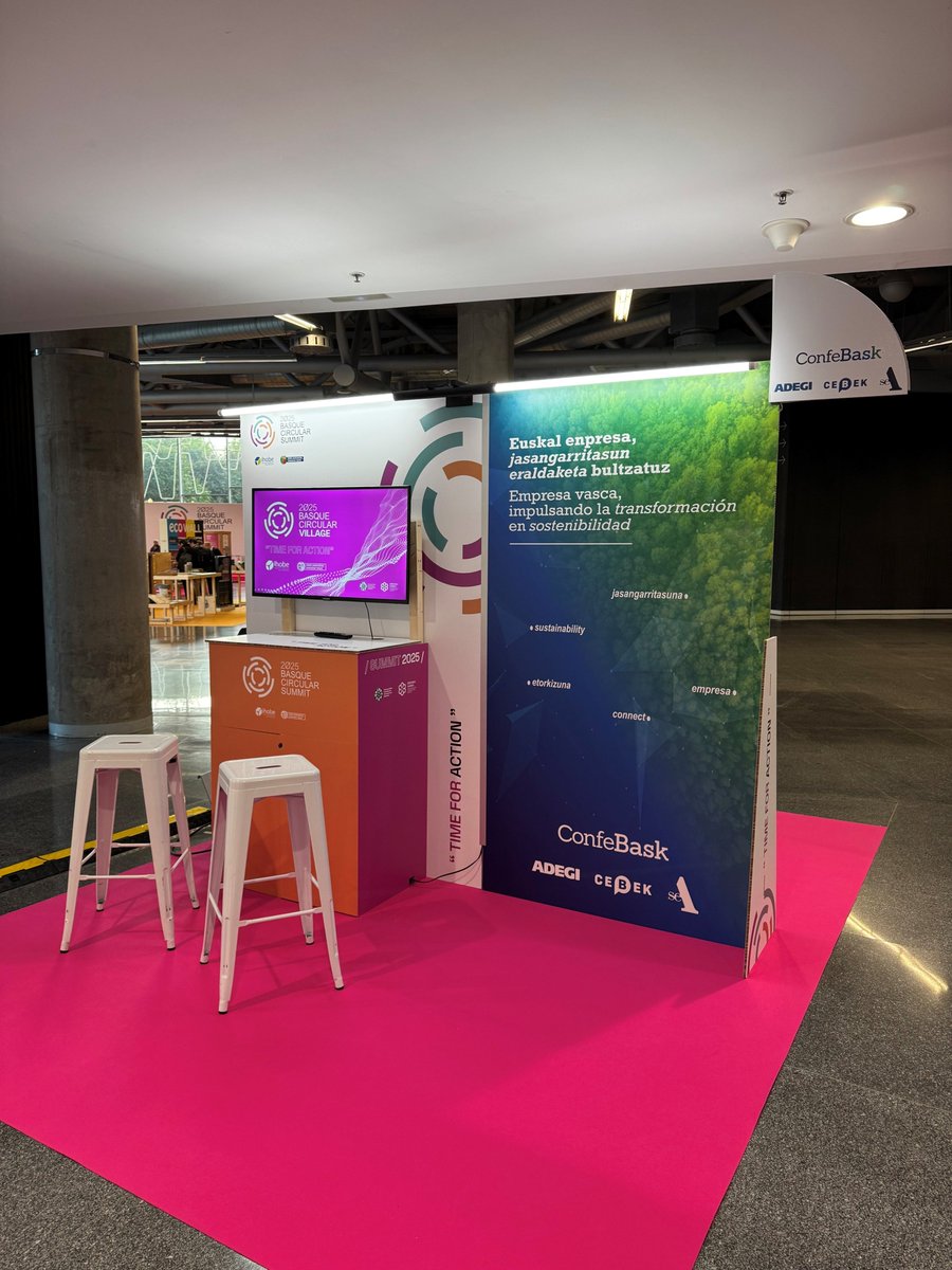 ADEGI's tweet photo. 🔄 Hoy arranca en Bilbao el #BasqueCircularSummit 2025 🔄
Durante tres días, este encuentro reunirá a empresas, instituciones y agentes clave en torno a la economía circular. 

🔵 ADEGI estará presente junto a @Confebask , @Cebek_    @SEA en un stand conjunto, impulsando una visión compartida de sostenibilidad y colaboración empresarial.
------------------------
🔄 Gaur hasi da Bilbon Basque Circular Summit 2025 🔄
Hiru egunez, topaketa honek ekonomia zirkularraren inguruan bilduko ditu enpresak, erakundeak eta eragile garrantzitsuak.

🔵 ADEGIk parte hartuko du Confebask, CEBEK - Bizkaiko Enpresarien Konfederazioa eta SEArekin batera stand bateratu batean, jasangarritasunaren eta enpresa lankidetzaren aldeko ikuspegi partekatua bultzatuz.

--
https://t.co/AATDFQhROc