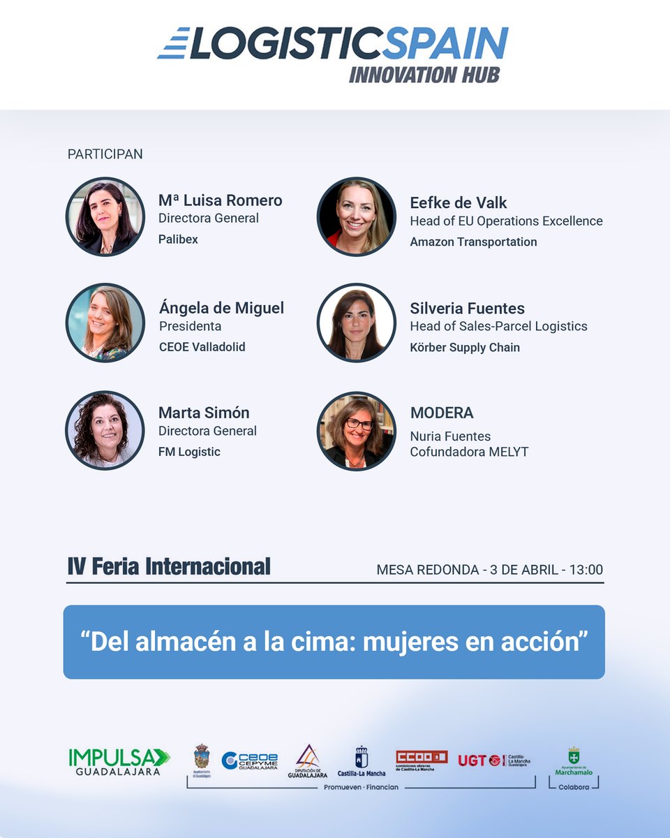 Palibex's tweet photo. Mañana estaremos en la V edición de #LogisticSpain, donde nuestra directora general, María Luisa Romero, participará en una mesa redonda sobre la presencia femenina en el sector. ¡Os esperamos!
https://t.co/QB0tV0QIje
#MujeresEnLogística https://t.co/2XSfR1NCrm