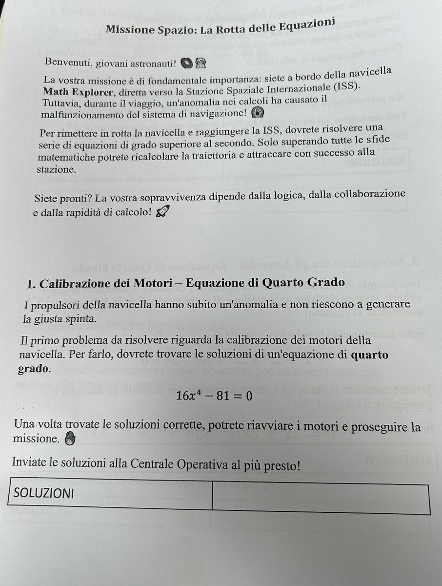 Laetitia UTZERI (@laetitiautzeri) on Twitter photo <a href="/PEER2FORMATHS/">PEER2FORMATHS</a>
Classe de seconde Italie 🇮🇹
Les élèves sont des astronautes qui doivent réparer les données de navigation de leur vaisseau. 🚀
↪️ equations du 4eme degré
↪️ problèmes avec équations paramétriques
<a href="/AcademieNice/">Académie de Nice</a> <a href="/PEER2FORMATHS/">PEER2FORMATHS</a>
Classe de seconde Italie 🇮🇹
Les élèves sont des astronautes qui doivent réparer les données de navigation de leur vaisseau. 🚀
↪️ equations du 4eme degré
↪️ problèmes avec équations paramétriques
<a href="/AcademieNice/">Académie de Nice</a>