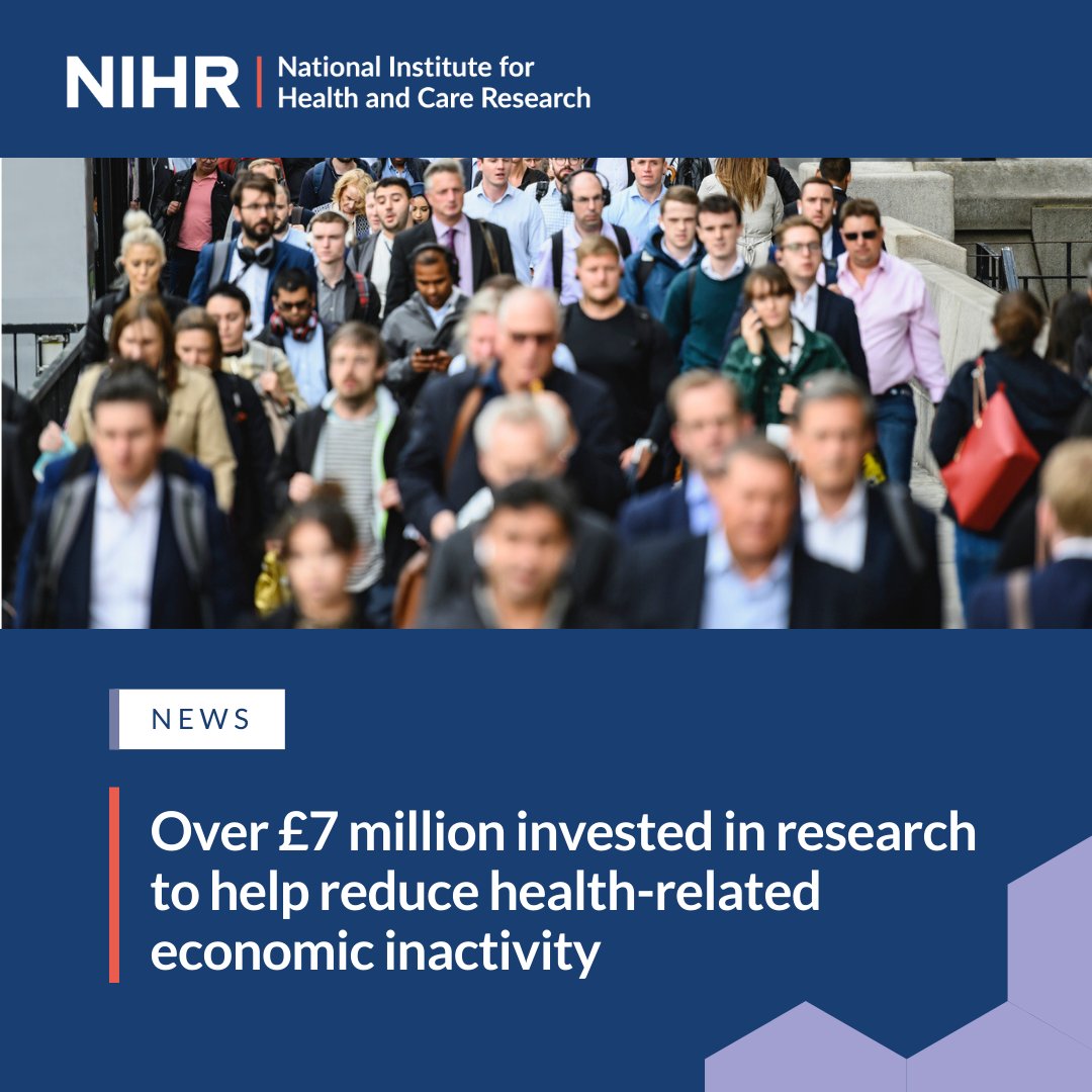 More than £7 million has been awarded to four research projects to help reduce health-related economic inactivity. The NIHR’s Work and Health Research Initiative will also support the working age population to remain in, return to, and leave work healthier and happier
🔗