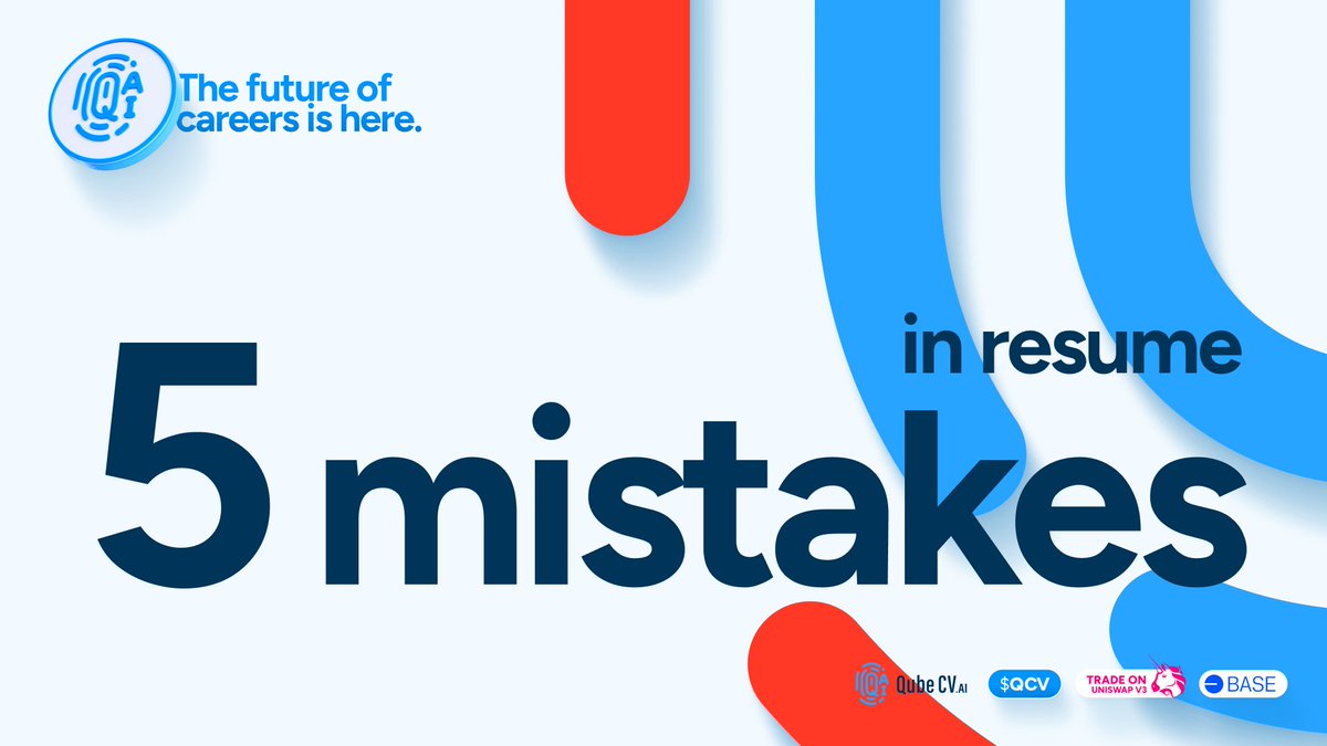 QubeCV_AI's tweet image. 5 Most Common Mistakes in a resume 🛑
Writing a resume isn’t about telling a personal story – it’s about addressing what the employer is looking for.
Biggest mistakes::
1️⃣ Talking about yourself, not the value you bring
2️⃣ Too many buzzwords, not enough results
3️⃣ One version…