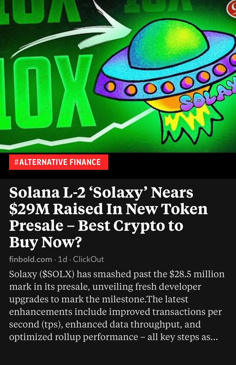 Violet_Web3's tweet image. #Solana L-2 ‘Solaxy’ Nears $29M Raised In New Token Presale – Best Crypto to Buy Now?

📝Read more: flip.it/.cdCNw