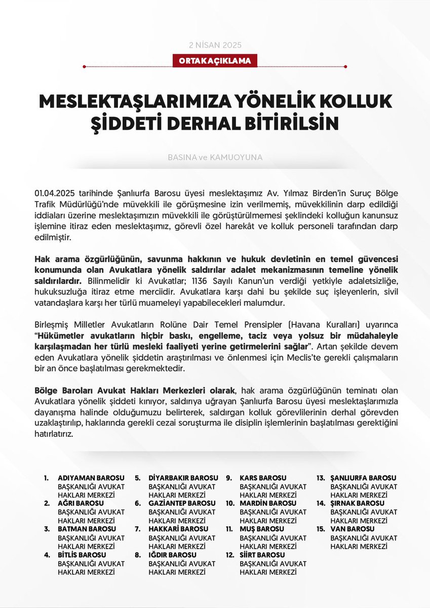 Avukat Hakları Merkezi / Batman Barosu tweet media