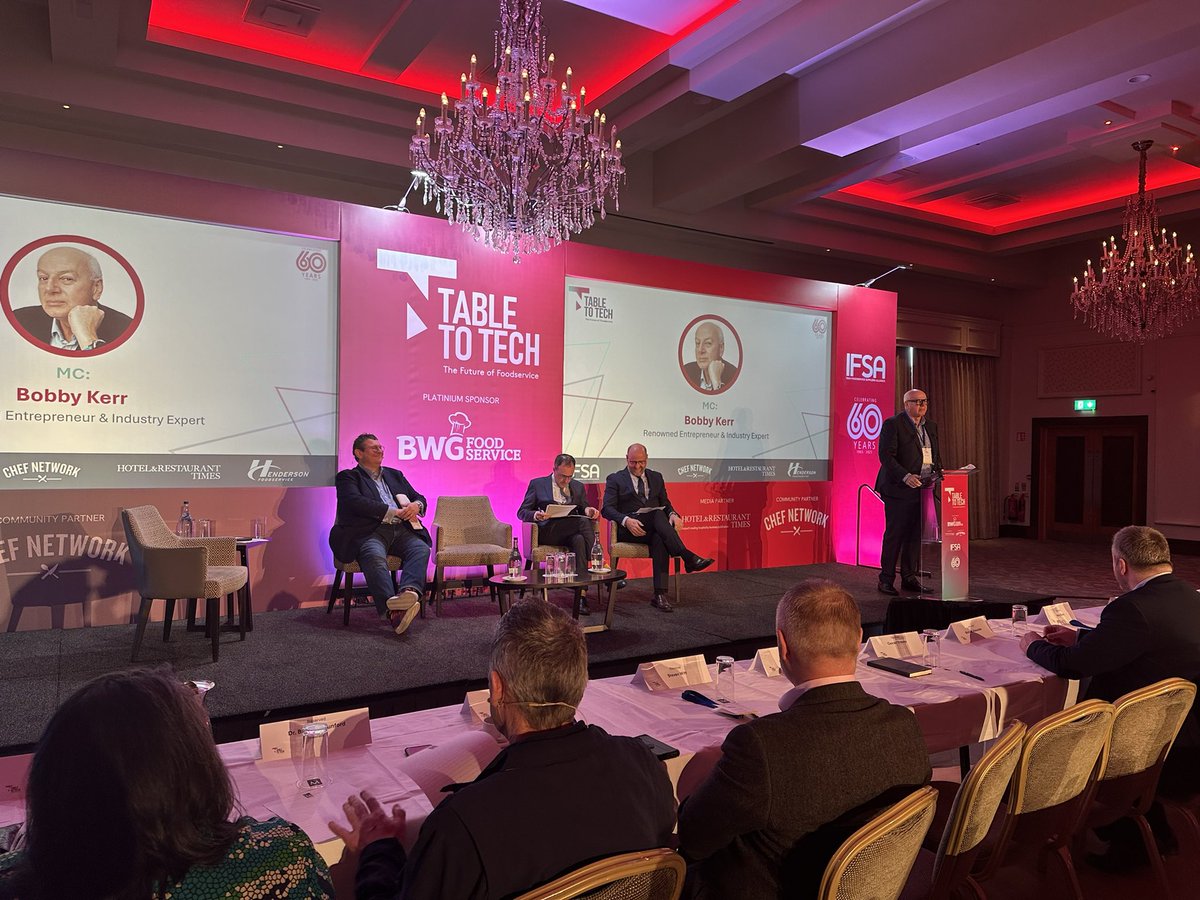 Table to Tech inaugural conference opens with an introduction from NC Bobby Kerr. Bobby Kerr Irish @IFSA_foodservice
