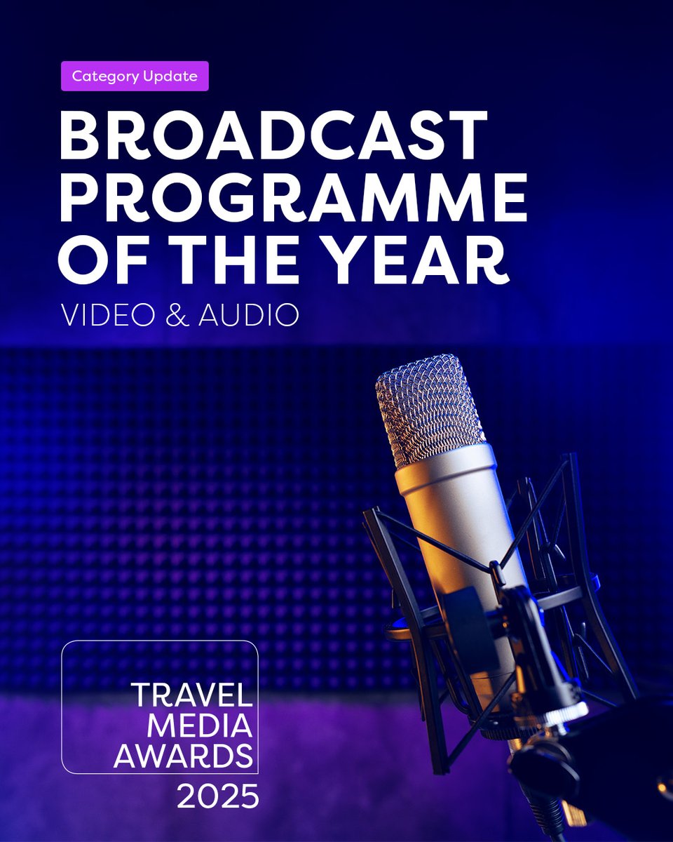 The #TravelMediaAwards has split the Broadcast Programme of the Year category into two awards: Audio and Video.

Whether you’re behind a mic or camera, this is your chance to shine.

Deadline: 16 May 2025

Enter now: travelmediaawards.com/travelmediaawa…

#BroadcastMedia