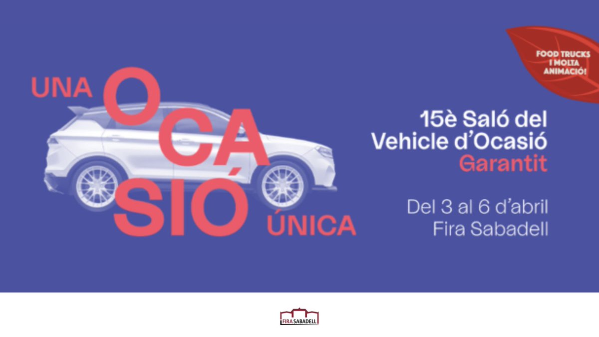 🚗15è Saló del Vehicle d'Ocasió Garantit

Del 3 al 6 d'abril de 10 a 20 h👉primeres marques, vehicles de km 0 i seminous, grans ofertes, grans oportunitats. Més de 3.500 metres quadrats d’exposició.

Vine, explora i emporta’t el teu vehicle!

🔗vehicleocasio.com