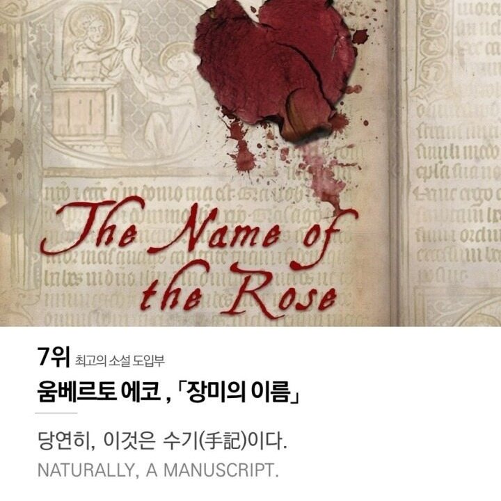 독자들이 뽑은 최고의 소설 도입부 TOP 10