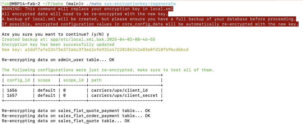 fballiano's tweet image. #Maho: bye #Mcrypt, welcome #Sodium!
Rewrote entire #encryption system, support for CLI key regeneration, recrypting of core data, migration from M1 #blowfish keys, easy recryptors creation for custom business logic.

mahocommerce.com

#ecommerce #php #opensource #magento