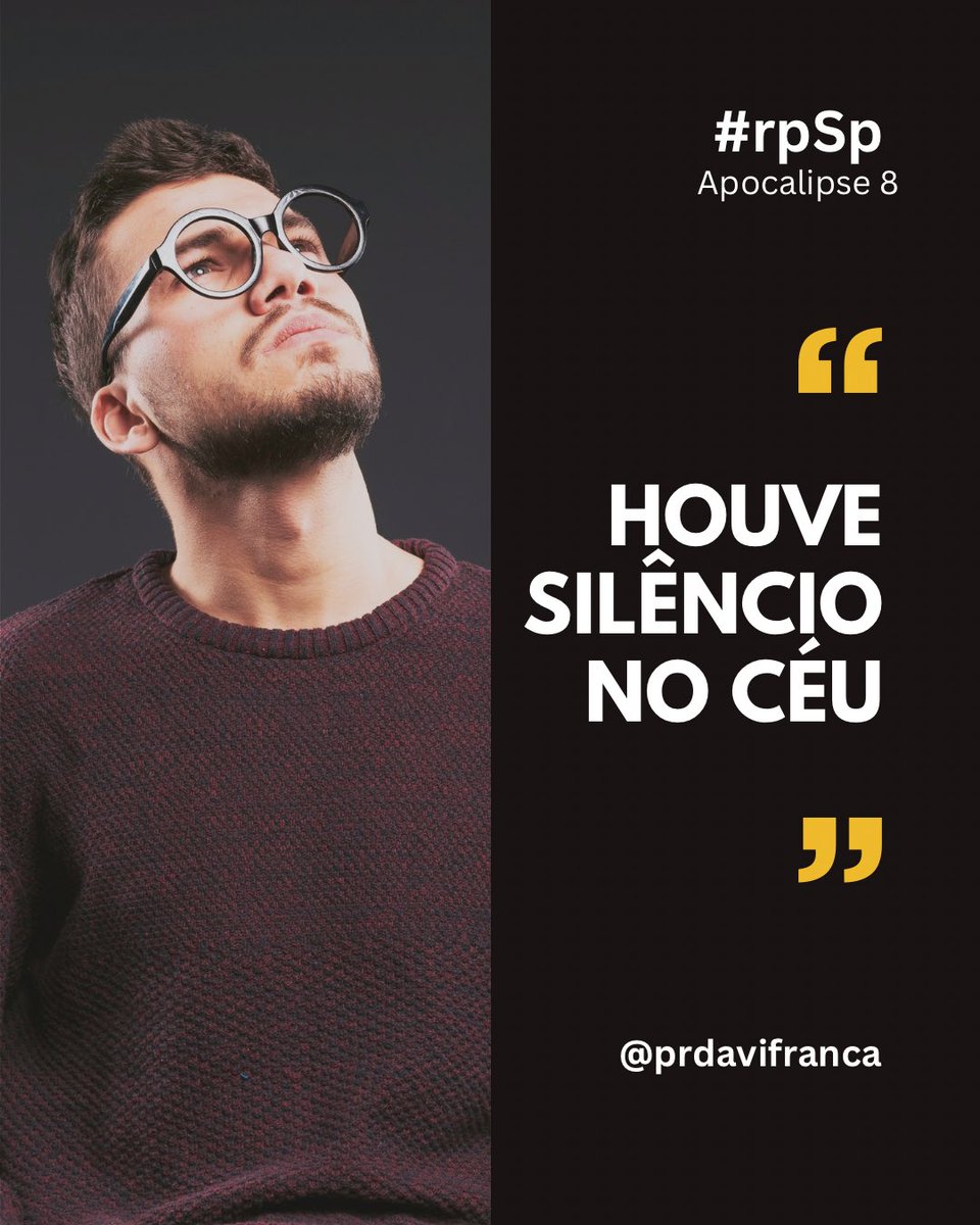 Davi França (@prdavifranca) on Twitter photo #rpSp | Apocalipse 8
Silêncio no céu é sinônimo de solenidade na terra! Acontecimentos solenes vão em breve abalar o mundo e despertar o povo de Deus para a iminência da volta de Jesus!
#Fé #EuVou #Bíblia #Jesus <a href="/iasd/">Adventistas Brasil</a> <a href="/AdventistasBaSe/">Adventistas Bahia Sergipe</a> #rpSp | Apocalipse 8
Silêncio no céu é sinônimo de solenidade na terra! Acontecimentos solenes vão em breve abalar o mundo e despertar o povo de Deus para a iminência da volta de Jesus!
#Fé #EuVou #Bíblia #Jesus <a href="/iasd/">Adventistas Brasil</a> <a href="/AdventistasBaSe/">Adventistas Bahia Sergipe</a>