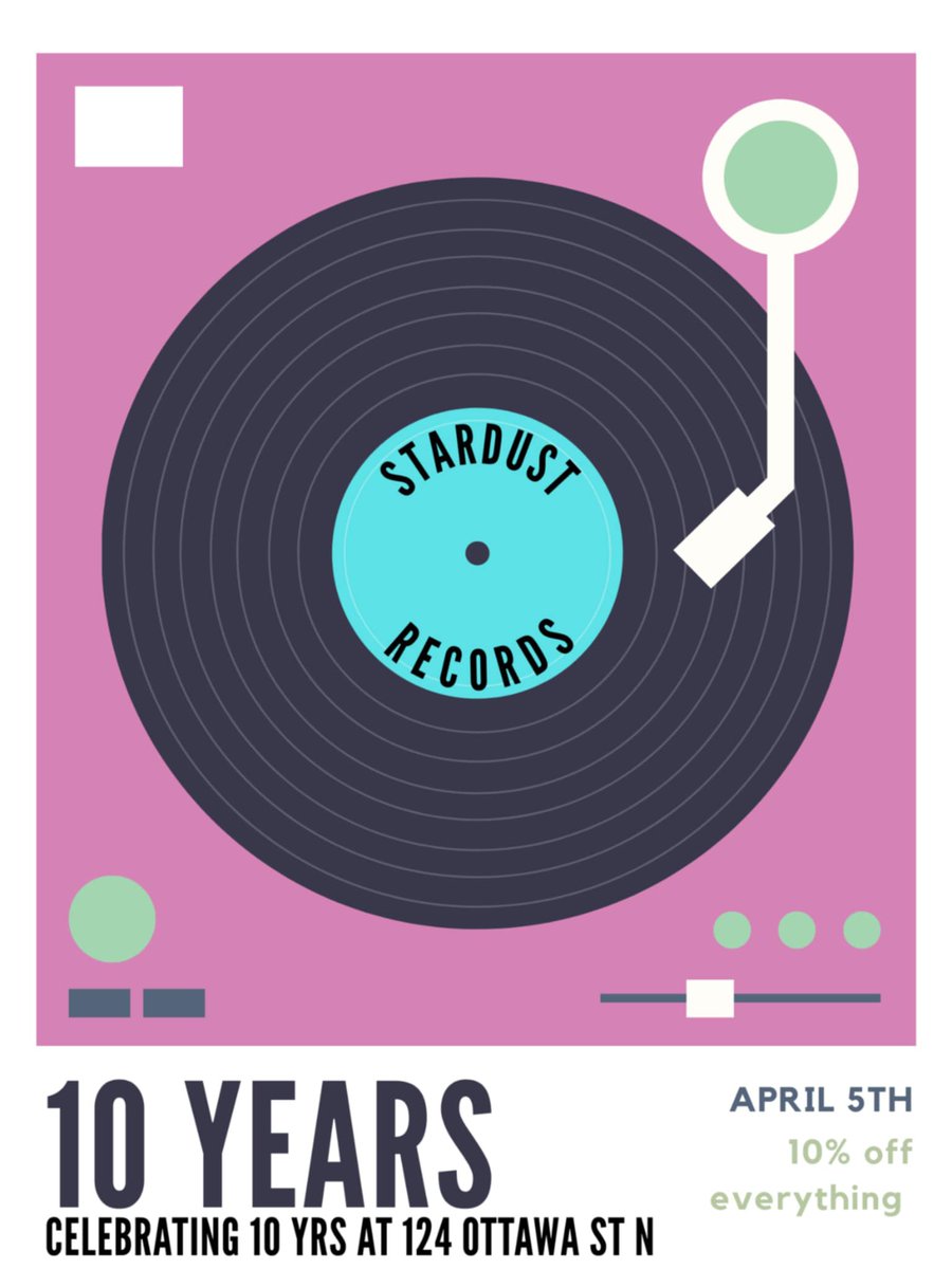 Stardust Records! Not only since 1983, but 10 years at 124 Ottawa St. N. Hamilton, Ont. Come on by and find some gems to listen to and for your own collection. #Rock/#Pop/#Blues/#Soul/#Rockabilly/#Surf &amp; #Reggae! Vinyl LPs, 45rpm Singles &amp; CDs &amp; Cassettes!
