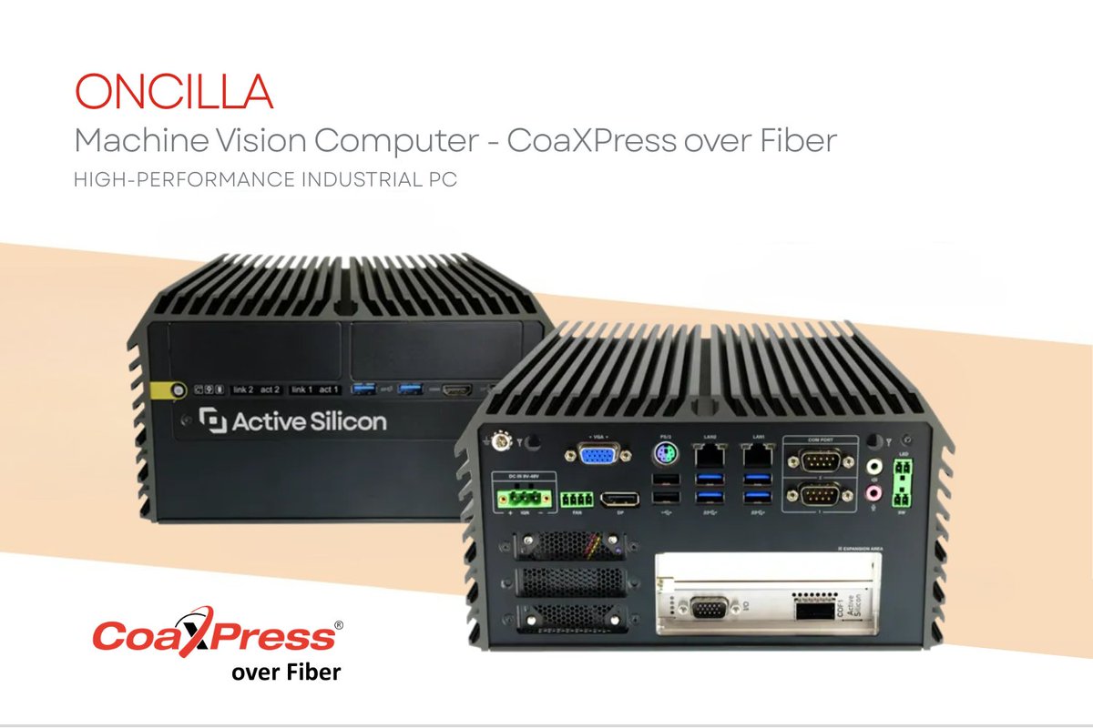 ActiveSilicon's tweet image. Introducing the Oncilla Machine Vision Computer – CoaXPress over Fiber! See the full spec: activesilicon.com/products/oncil…
#MachineVision #MachineVisionComputer #CoaXPress #CXP #FrameGrabber #ComputerVision #Imaging