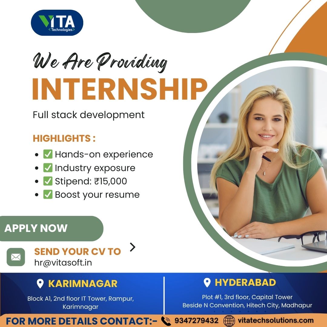 VSoftwarecode's tweet image. 🌟 Summer Internship Opportunity for B.Tech Students! 🌟

Are you a 2nd, 3rd, or 4th-year  student looking to gain real-world experience? This summer, unlock your potential with our exclusive internship program! 🚀