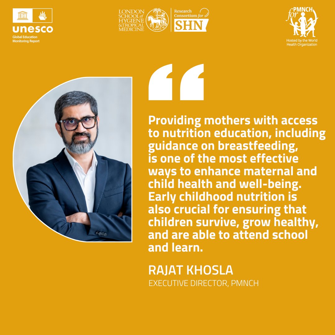 PMNCH (@pmnch) on Twitter photo Good nutrition in early childhood, starting with pregnancy and breastfeeding, is critical for brain development, cognitive skills, and better educational outcomes.
Explore more in the NEW <a href="/GEMReport/">Global Education Monitoring Report UNESCO</a> with <a href="/LSHTM/">London School of Hygiene & Tropical Medicine</a>: 👇
bit.ly/nutrition-ed
#LearnToEatWell <a href="/R4SchoolHealth/">Research Consortium for School Health & Nutrition</a> Good nutrition in early childhood, starting with pregnancy and breastfeeding, is critical for brain development, cognitive skills, and better educational outcomes.
Explore more in the NEW <a href="/GEMReport/">Global Education Monitoring Report UNESCO</a> with <a href="/LSHTM/">London School of Hygiene & Tropical Medicine</a>: 👇
bit.ly/nutrition-ed
#LearnToEatWell <a href="/R4SchoolHealth/">Research Consortium for School Health & Nutrition</a>