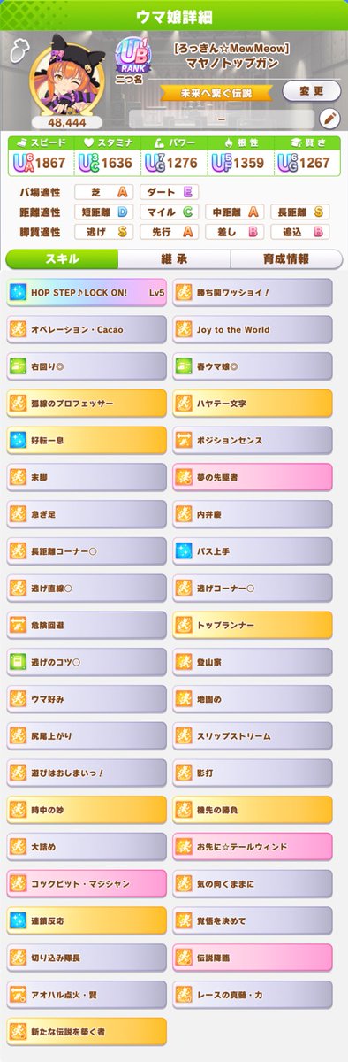 祝！UB1！

…これ本当に祝っていいの？ステ、スキル、適正、そもそも猫マヤの性能とかがバケモンすぎない？