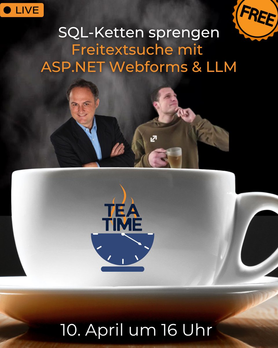 ppedvEvents (@ppedvevents) on Twitter photo SQL-Ketten sprengen mit KI! 🚀
Ihre Datenbank versteht nur starre SQL-Abfragen?
Zeit für eine flexible Lösung!
#Teatime mit <a href="/HannesPreishub/">Hannes Preishuber </a> #ppedv
10. April | 16 Uhr LIVE | 30 Minuten
Kostenlos anmelden: ppedv.de/Events/Teatime SQL-Ketten sprengen mit KI! 🚀
Ihre Datenbank versteht nur starre SQL-Abfragen?
Zeit für eine flexible Lösung!
#Teatime mit <a href="/HannesPreishub/">Hannes Preishuber </a> #ppedv
10. April | 16 Uhr LIVE | 30 Minuten
Kostenlos anmelden: ppedv.de/Events/Teatime