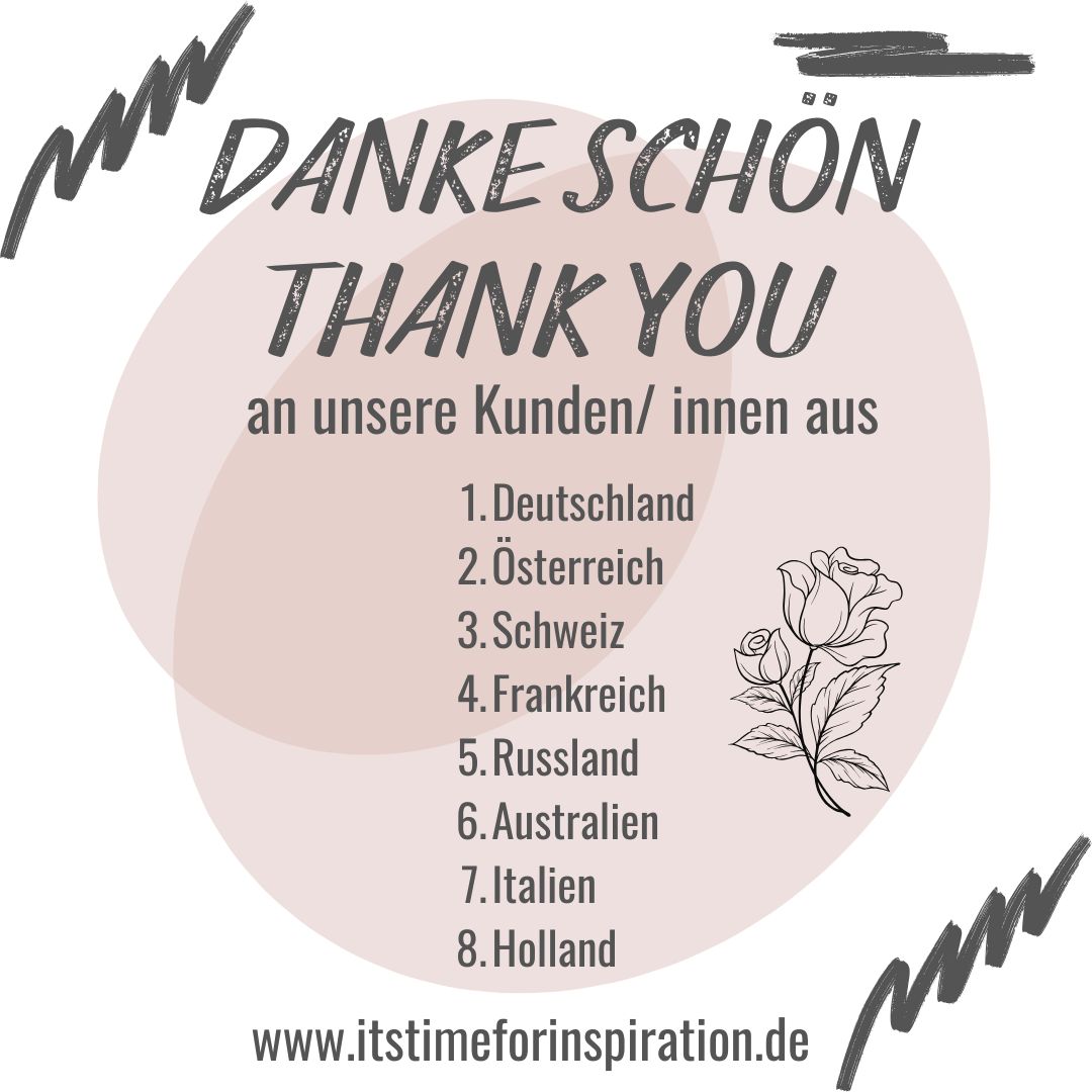 BlogItstimefor's tweet image. #ThankYou #DankeSchön #Gratitude #ItsTimeForInspiration

Ein riesiges Dankeschön an unsere wunderbaren Kundinnen und Kunden aus
Deutschland, Österreich, der Schweiz, Frankreich, Russland, Australien, Italien und Holland und vielen anderen Ländern mehr!

👉 itstimeforinspiration.de