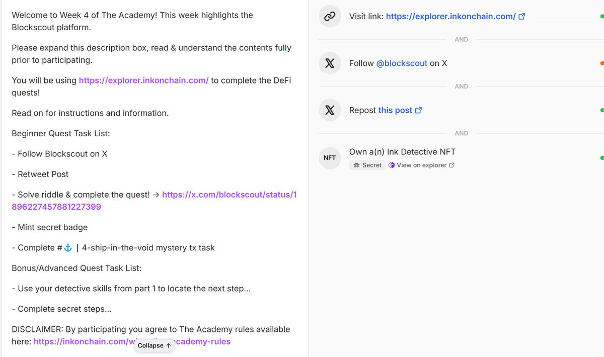 Bgokul_15's tweet photo. Welcome to Week 4 of The Academy! This week highlights the Blockscout platform.  Information about the @inkonchain @blockscout #DeFiAcademy https://t.co/hehLSwdEQb