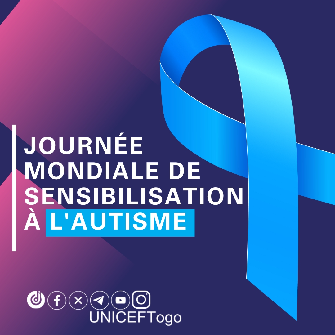 Unicef_Togo's tweet photo. En cette #JournéeMondialeDeSensibilisationÀLAutisme, réaffirmons notre engagement à construire un monde où l'inclusion n'est pas un idéal, mais une réalité.

#Inclusion #Diversité #ZéroDiscrimination #InclusionPourTous #PourChaqueEnfant, un monde inclusif #UNICEFTogo https://t.co/Pzd2X5Y8ZU