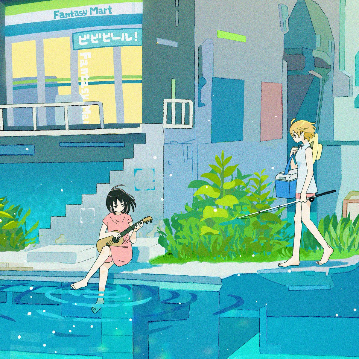 saku_onono's tweet image. この街のコンビニは水辺にある。
おにぎりとジュースと、
ちょっとした冒険も、ここで買える。