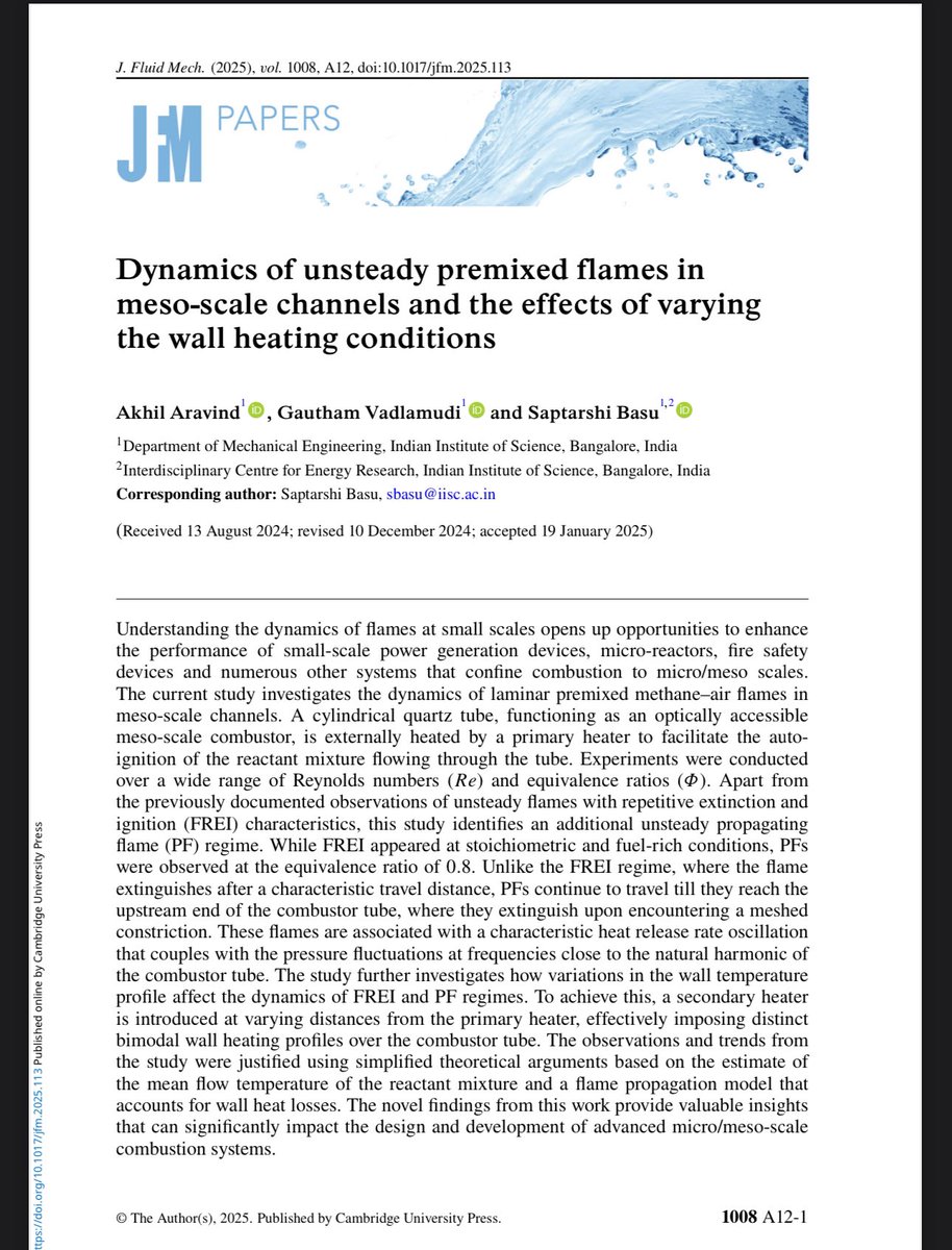 Prof. Saptarshi Basu (@saptars63622200) on Twitter photo Our paper on flame dynamics in meso scale channels is now published in Journal of Fluid Mechanics. Congratulations to Akhil and Gautham. <a href="/IiscMechanical/">IISc Mechanical Engineering</a> <a href="/Basulab_IISc/">Basu Lab</a> <a href="/iiscbangalore/">IISc Bangalore</a> Our paper on flame dynamics in meso scale channels is now published in Journal of Fluid Mechanics. Congratulations to Akhil and Gautham. <a href="/IiscMechanical/">IISc Mechanical Engineering</a> <a href="/Basulab_IISc/">Basu Lab</a> <a href="/iiscbangalore/">IISc Bangalore</a>