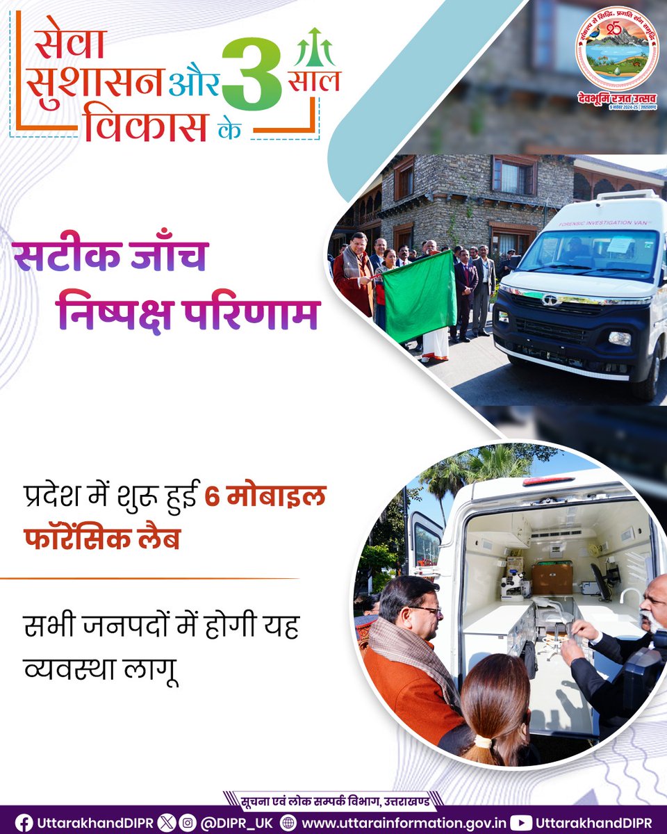 DIPR_UK's tweet image. सेवा, सुशासन और विकास के तीन साल: प्रदेश में शुरू हुई 6 फॉरेंसिक लैब
#Goodgovernance
#Development
#Forensic 
#Uttarakhand
#Sashaktauttarakhand25