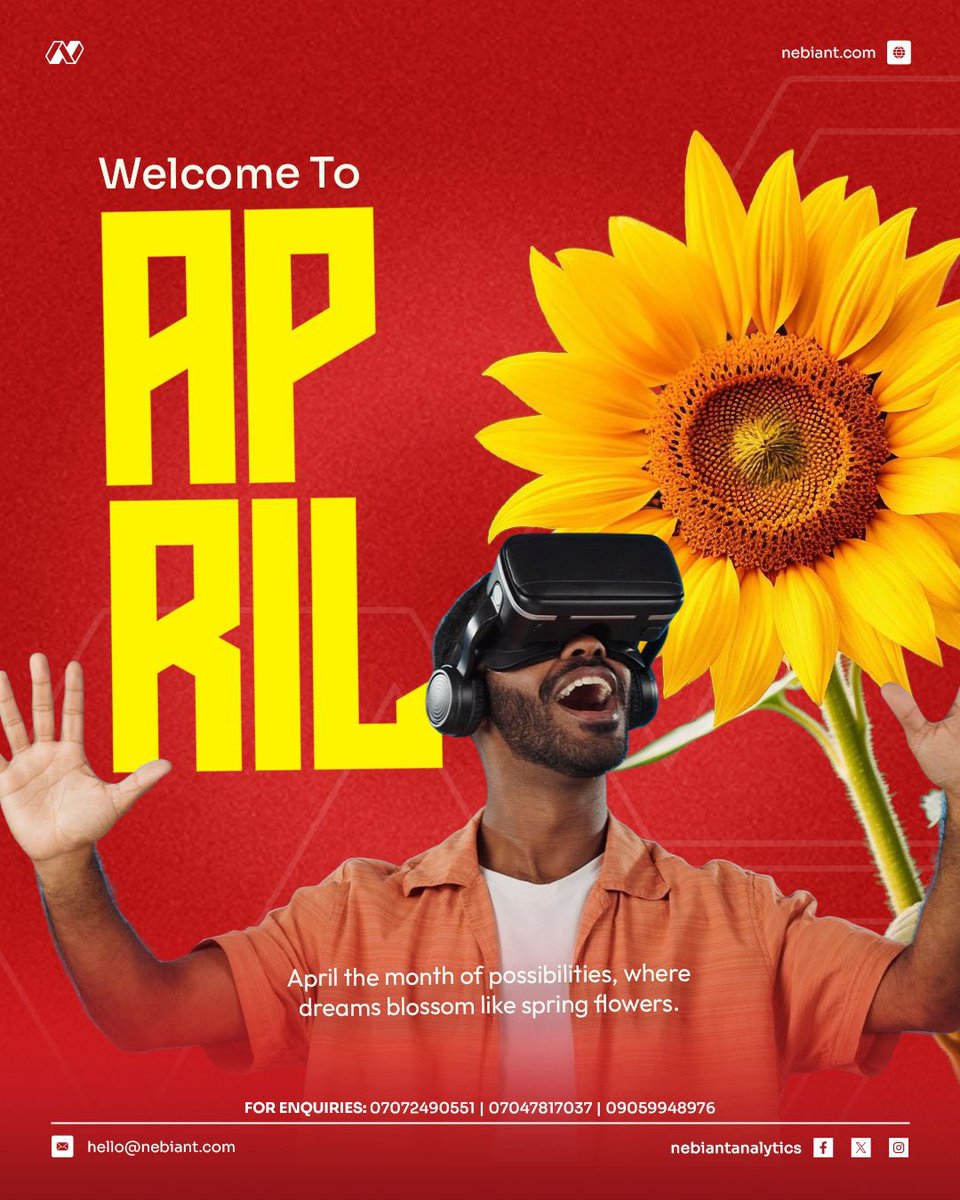 nebiantanalytic's tweet image. April is here, bringing a fresh wave of possibilities! 

At Nebiant Analytics, we’re ready to help you discover opportunities in the tech world. 

Let’s make this month one of growth and achievement. 

What are your tech goals for April? Share below! 👇

#datasciencetraining