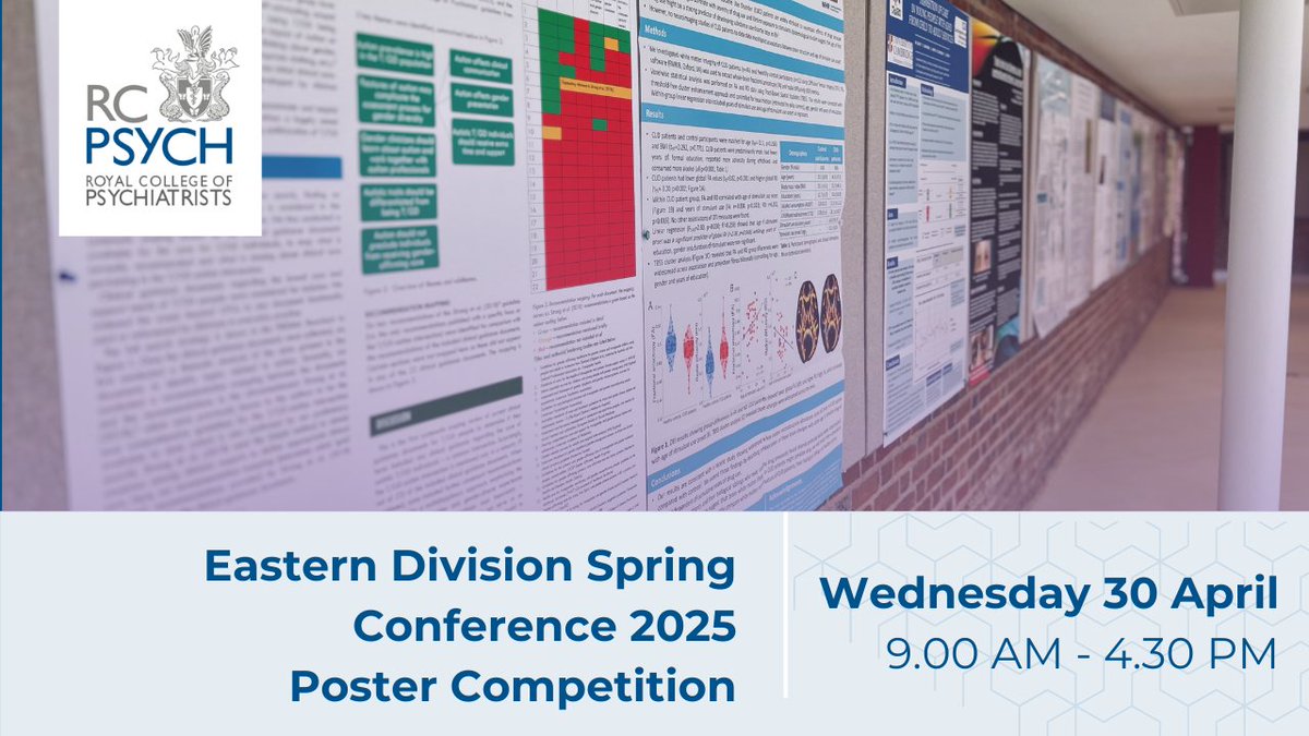 rcpsych Eastern (@rcpsycheastern) on Twitter photo 🚨Poster competition closes 8 April!🗓️
Make sure you get your submissions in for the competition at our Spring Conference!🌱
Categories include:
🟣Medical Students/FY
🟣General Medical
🟣Multidisciplinary
Find out more & book🔗bit.ly/4kWyzEY
<a href="/Kallur_Suresh/">Dr Kallur Suresh</a> <a href="/AconwayM/">Anna Conway Morris 🇬🇧🇪🇺🔶🌈</a> 🚨Poster competition closes 8 April!🗓️
Make sure you get your submissions in for the competition at our Spring Conference!🌱
Categories include:
🟣Medical Students/FY
🟣General Medical
🟣Multidisciplinary
Find out more & book🔗bit.ly/4kWyzEY
<a href="/Kallur_Suresh/">Dr Kallur Suresh</a> <a href="/AconwayM/">Anna Conway Morris 🇬🇧🇪🇺🔶🌈</a>