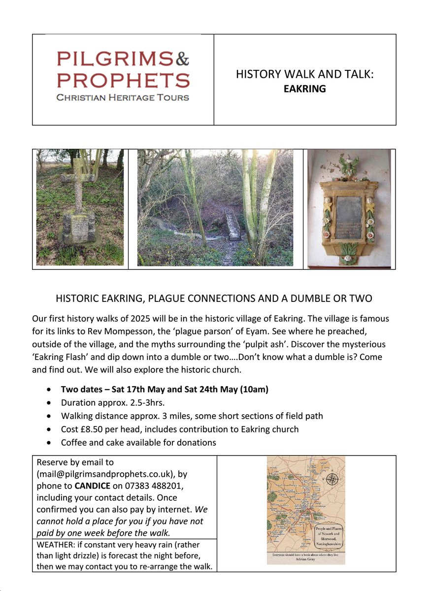 OUR FIRST WALK OF THE NEW YEAR: EAKRING
Our first walk for 2025 - around the wonderful village of Eakring. 
Book using the mail and phone on the poster. For regulars note these are different to usual as Maggy is unwell. Phone is: 07383 488201 to book with Candice.