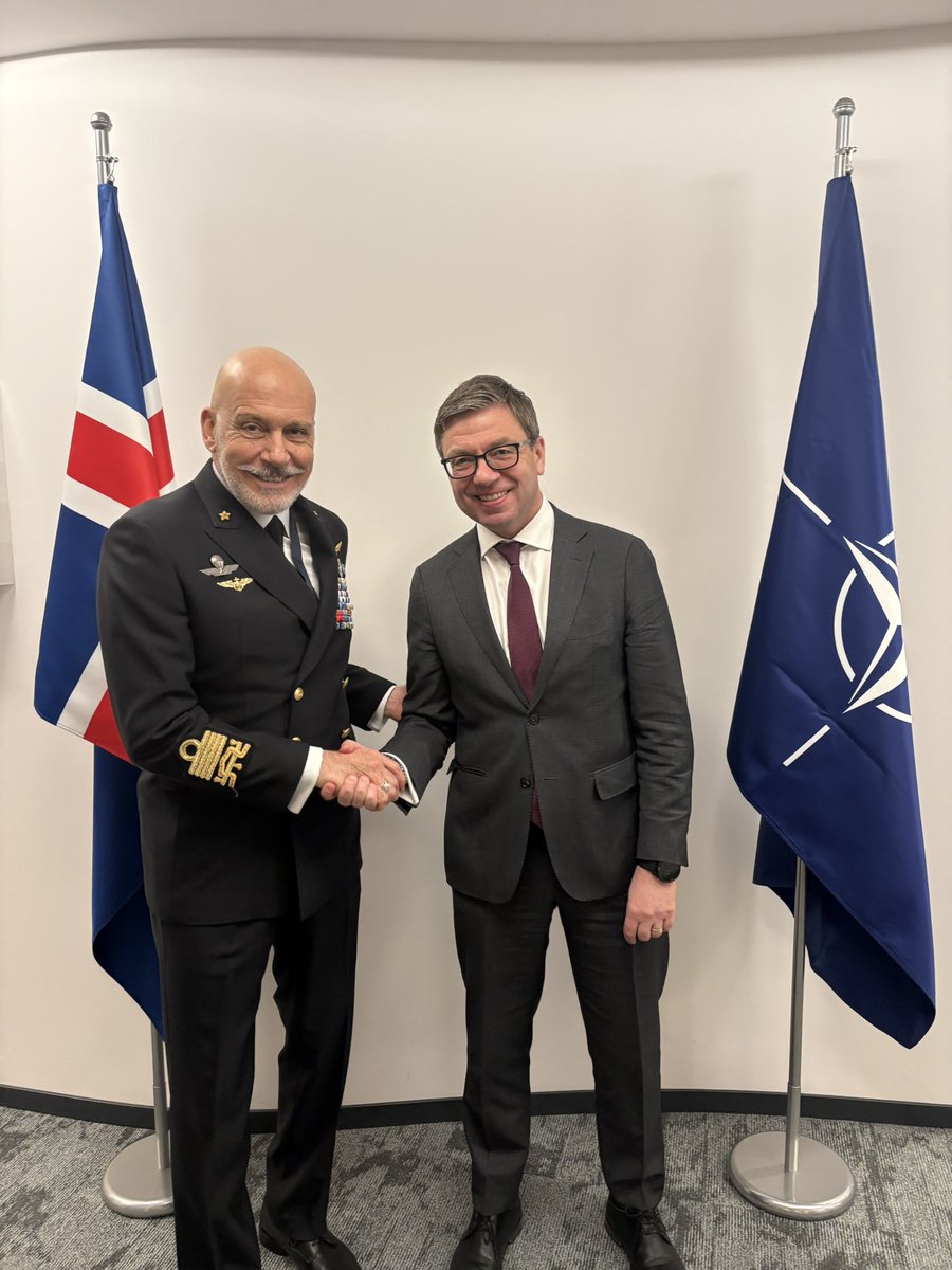 Jorundur Valtysson 🇮🇸 (@jvaltysson) on Twitter photo Delighted to welcome <a href="/CMC_NATO/">Admiral Giuseppe CAVO DRAGONE</a> Admiral Dragone <a href="/IcelandNATO/">Iceland at NATO 🇮🇸</a>. Good discussions on a range of issues, including on the Russian aggression in #Ukraine, security in the #Arctic and the upcoming #NATO Foreign Ministerial Meeting.
#WeAreNATO Delighted to welcome <a href="/CMC_NATO/">Admiral Giuseppe CAVO DRAGONE</a> Admiral Dragone <a href="/IcelandNATO/">Iceland at NATO 🇮🇸</a>. Good discussions on a range of issues, including on the Russian aggression in #Ukraine, security in the #Arctic and the upcoming #NATO Foreign Ministerial Meeting.
#WeAreNATO