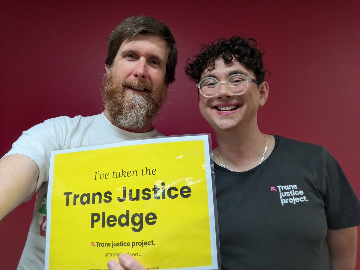 Alex Bainbridge (@alex_bainbridge) on Twitter photo I'm proud to have signed the Trans Justice Pledge. Here with Jodie from the Trans Justice Project
<a href="/transjusticeau/">Trans Justice Project</a> I'm proud to have signed the Trans Justice Pledge. Here with Jodie from the Trans Justice Project
<a href="/transjusticeau/">Trans Justice Project</a>
