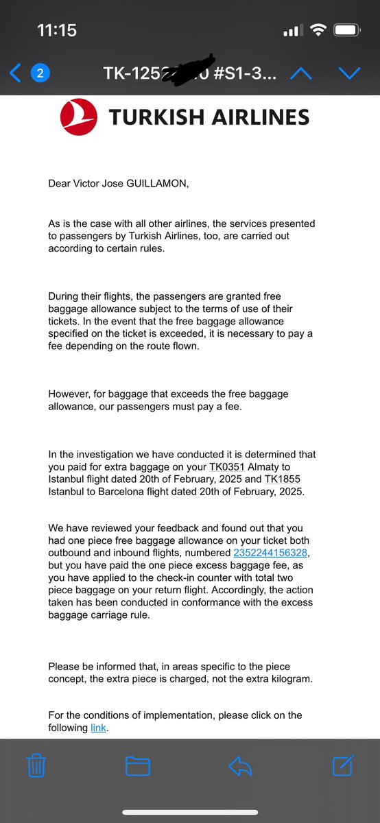 v_guilla's tweet photo. @TurkishAirlines do you think this is coherent or acceptable? Swinging from one answer to the other with no evidence of whatever said, is it the number of bags (not what is said on your webpage) or the kgs (show the proof of it, it wasn’t even 23)? Sadly it just looks as a scam https://t.co/7DHUesDXIz