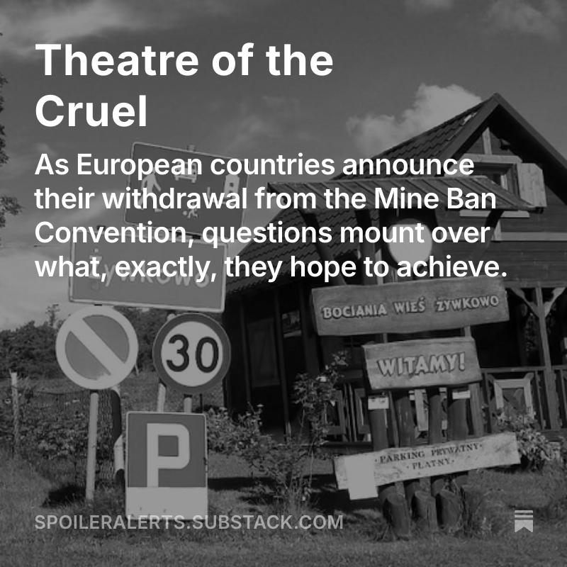 Poland and the Baltics want landmines back. Finland just joined them. This isn’t strategy — it’s security theatre. And the ones who’ll pay for it? Their own civilians. <a href="/minefreeworld/">ICBL</a> <a href="/MineBanTreaty/">Anti-Personnel Mine Ban Convention</a> <a href="/ICRC/">ICRC</a>  open.substack.com/pub/spoilerale…