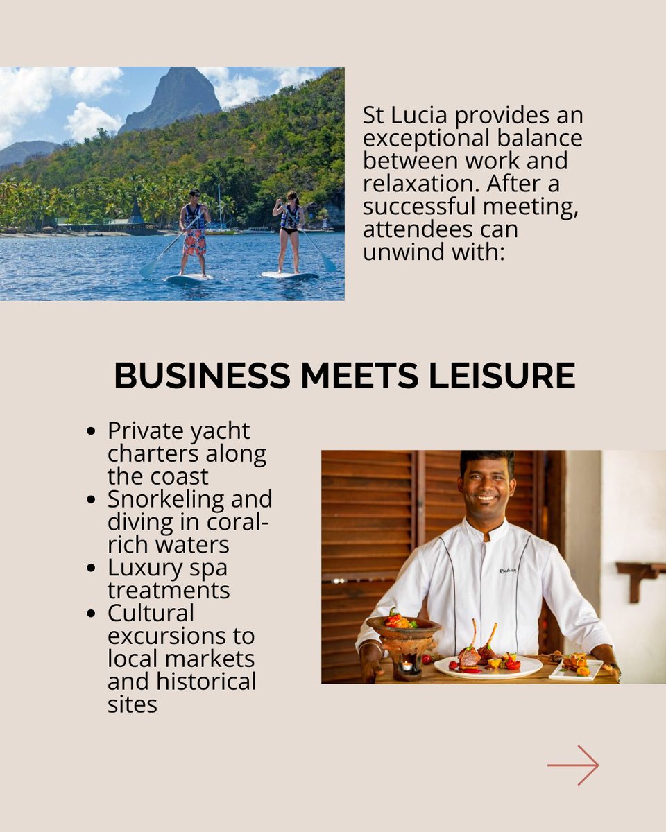 Thinking about St Lucia for your next business event? 🌴 See why it’s the perfect choice! Full guide on LinkedIn, IG &amp; FB. #MICEevents #CorporateTravel