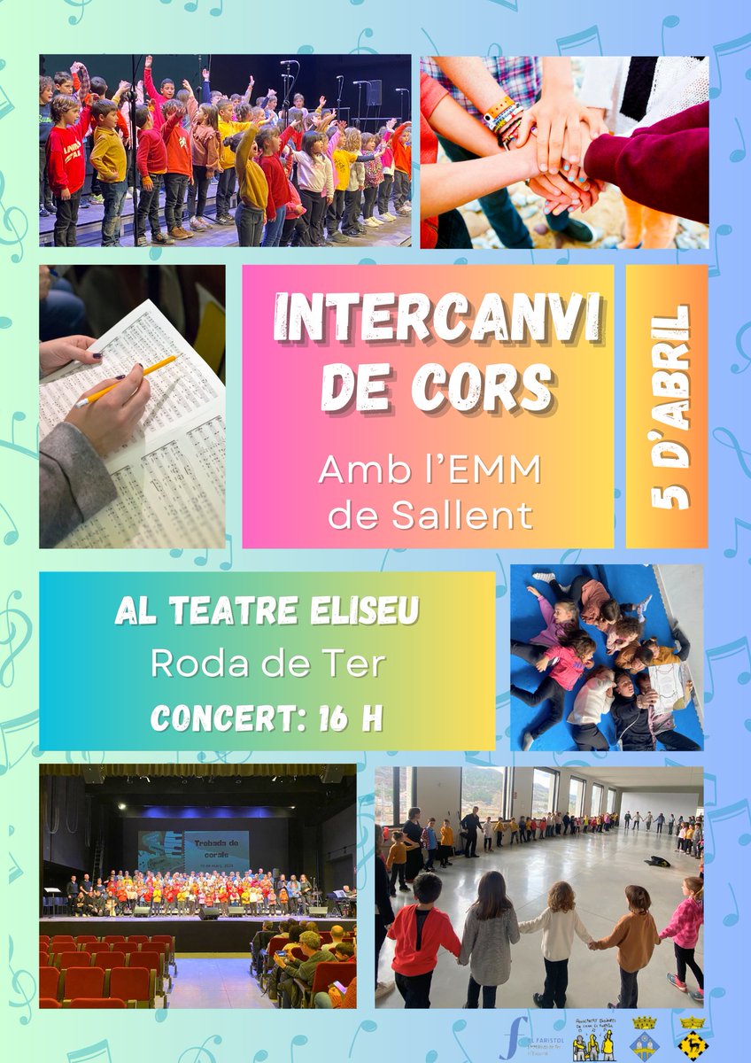 No us perdeu el concert de Cors amb l' Escola de música de Sallent, aquest pròxim dissabte!  #emmfaristol #escolademusica #concertdecor #intercanvicoral