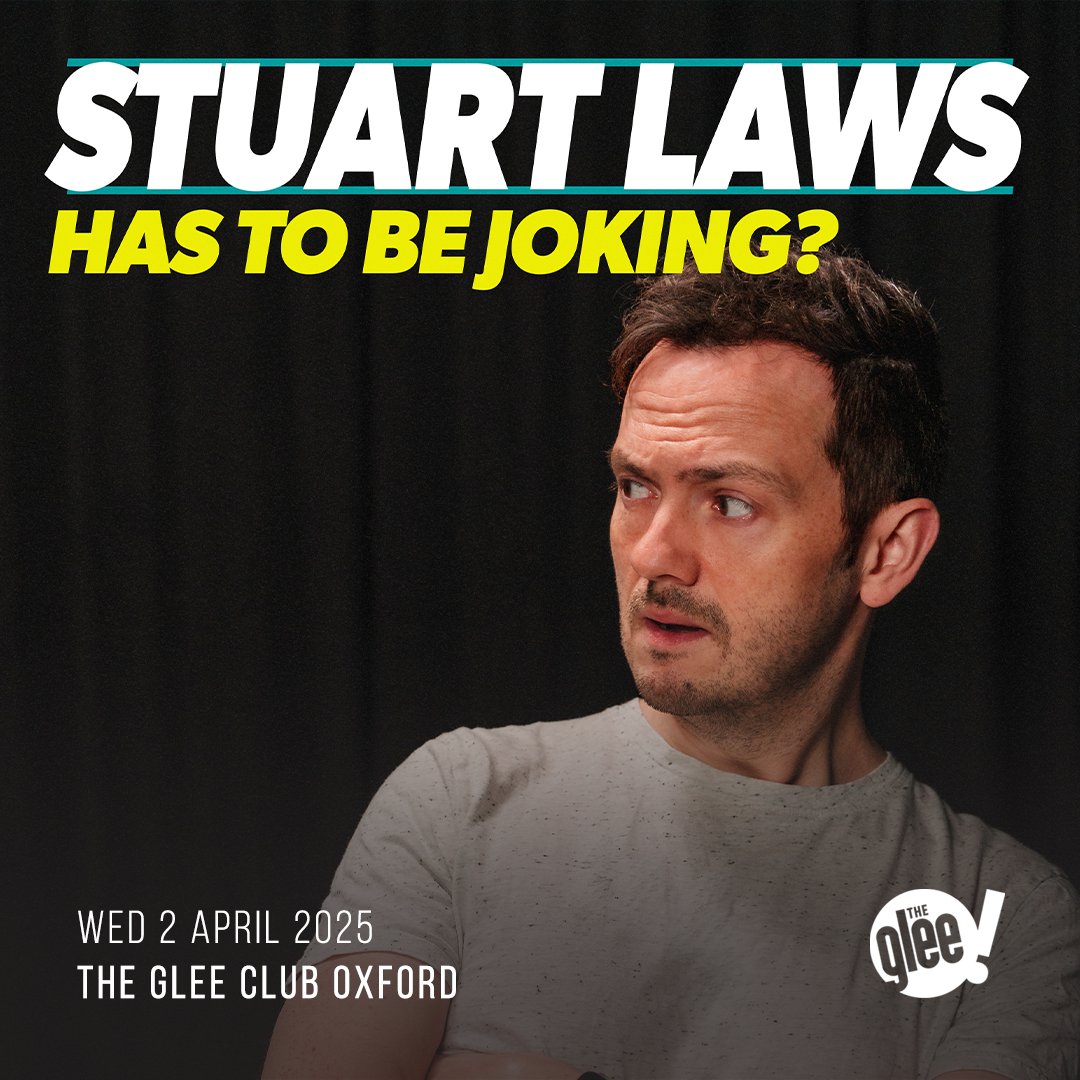 The Glee Club Oxford (@gleecluboxford) on Twitter photo Coming up tonight! 🕖👇
<a href="/thisstuartlaws/">Stuart Laws</a> Has To Be Joking?
Doors: 6:45pm
Last entry: 7:15pm
Approx finish: 9:30pm
Featuring support from <a href="/alexkealy/">Alex Kealy</a>!
🎟 Tickets can be purchased on the door or in advance from bit.ly/StuartLawsOxfo… Coming up tonight! 🕖👇
<a href="/thisstuartlaws/">Stuart Laws</a> Has To Be Joking?
Doors: 6:45pm
Last entry: 7:15pm
Approx finish: 9:30pm
Featuring support from <a href="/alexkealy/">Alex Kealy</a>!
🎟 Tickets can be purchased on the door or in advance from bit.ly/StuartLawsOxfo…