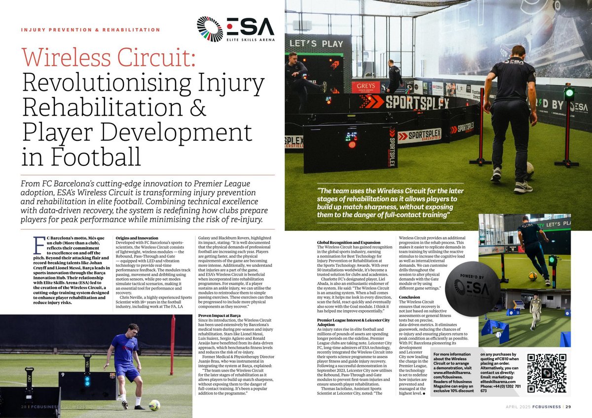 Catch us in the latest <a href="/fcbusiness/">fcbusiness Magazine</a> issue, which is focused on Performance &amp; Recovery as a key topic.

➡️ bit.ly/fcbusiness164

Learn more about our Wireless Circuit, and how it is revolutionising injury rehabilitation and player development in football.